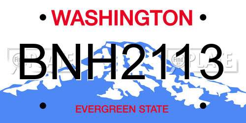 BNH2113 Washington License Plate