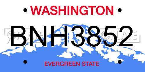 BNH3852 Washington License Plate