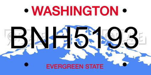BNH5193 Washington License Plate