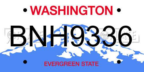 BNH9336 Washington License Plate