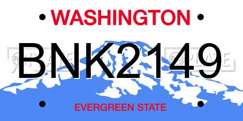 BNK2149 Washington License Plate