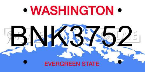 BNK3752 Washington License Plate