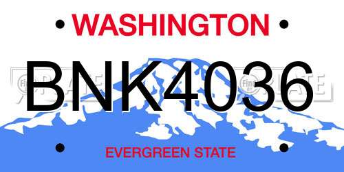 BNK4036 Washington License Plate