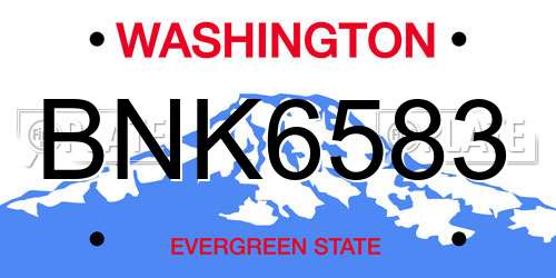 BNK6583 Washington License Plate