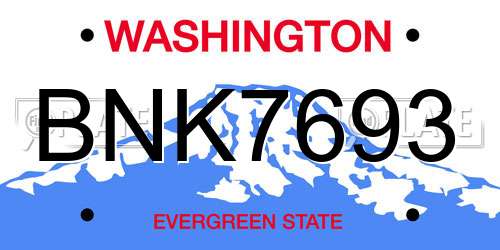 BNK7693 Washington License Plate