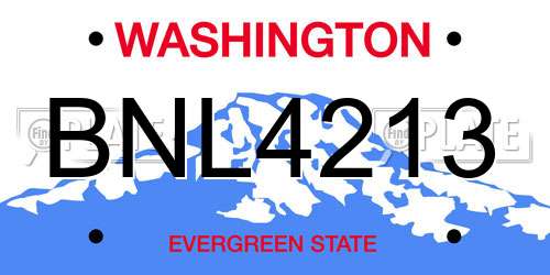 BNL4213 Washington License Plate