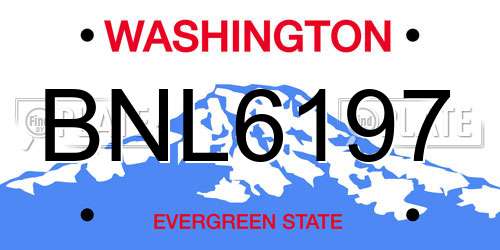 BNL6197 Washington License Plate