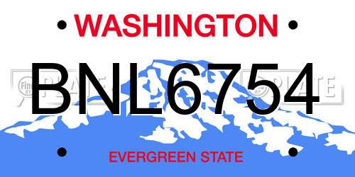 BNL6754 Washington License Plate
