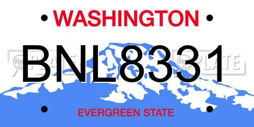 BNL8331 Washington License Plate