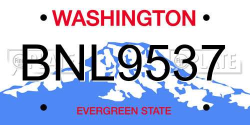 BNL9537 Washington License Plate