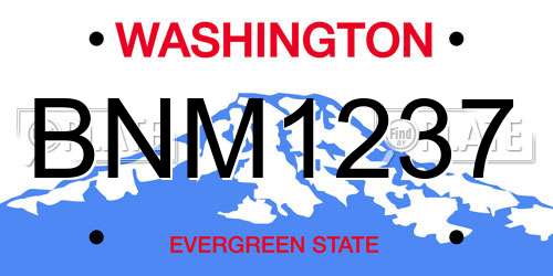 BNM1237 Washington License Plate