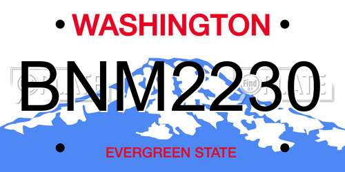 BNM2230 Washington License Plate