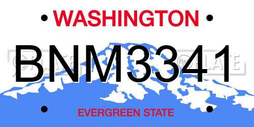BNM3341 Washington License Plate