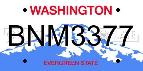 BNM3377 Washington License Plate