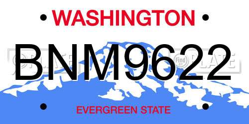 BNM9622 Washington License Plate