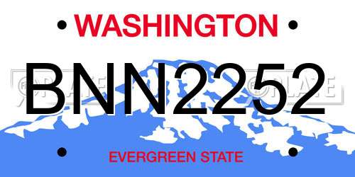 BNN2252 Washington License Plate