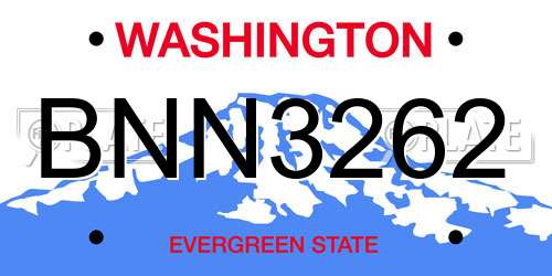BNN3262 Washington License Plate