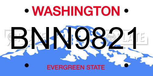 BNN9821 Washington License Plate