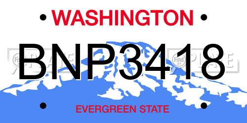 BNP3418 Washington License Plate