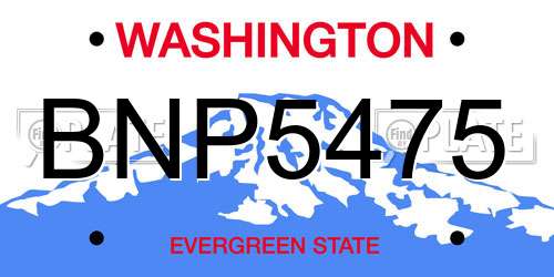 BNP5475 Washington License Plate