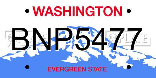 BNP5477 Washington License Plate