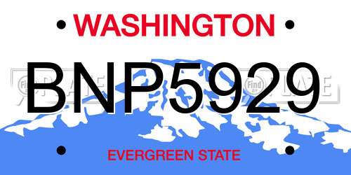 BNP5929 Washington License Plate