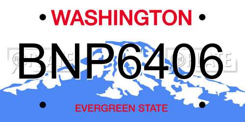 BNP6406 Washington License Plate