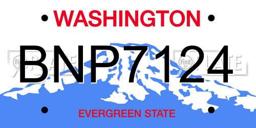 BNP7124 Washington License Plate