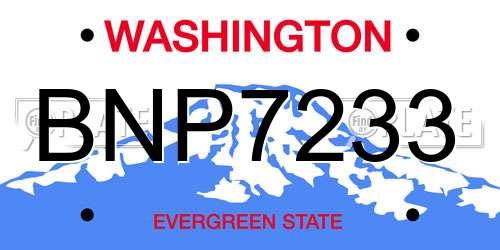 BNP7233 Washington License Plate