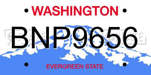 BNP9656 Washington License Plate