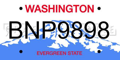 BNP9898 Washington License Plate