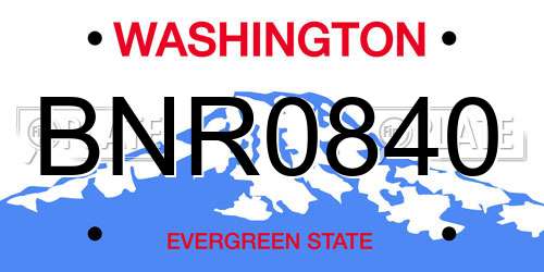 BNR0840 Washington License Plate