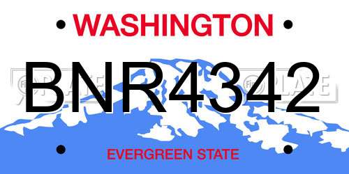 BNR4342 Washington License Plate