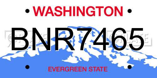 BNR7465 Washington License Plate