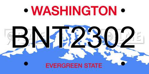 BNT2302 Washington License Plate
