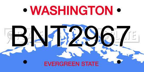 BNT2967 Washington License Plate