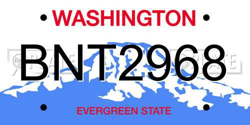 BNT2968 Washington License Plate