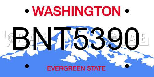 BNT5390 Washington License Plate