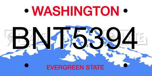 BNT5394 Washington License Plate
