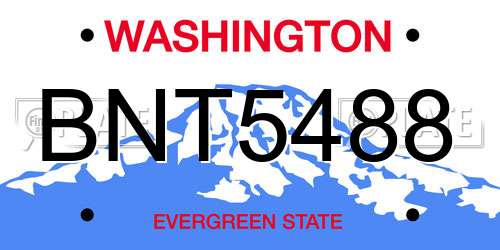 BNT5488 Washington License Plate