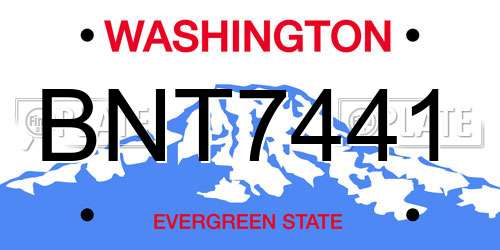 BNT7441 Washington License Plate