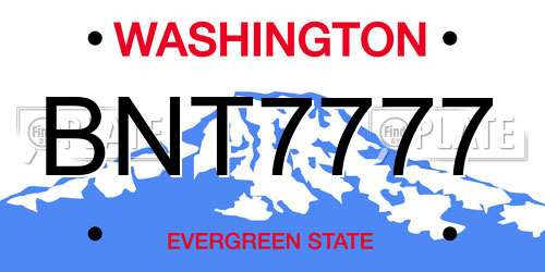 BNT7777 Washington License Plate