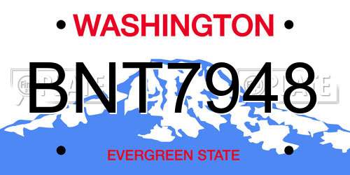 BNT7948 Washington License Plate