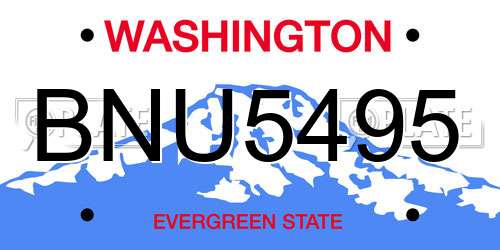 BNU5495 Washington License Plate