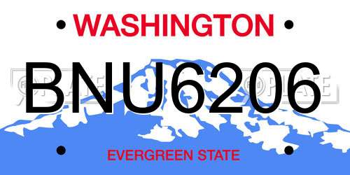 BNU6206 Washington License Plate