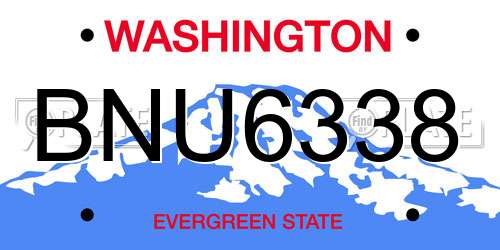 BNU6338 Washington License Plate