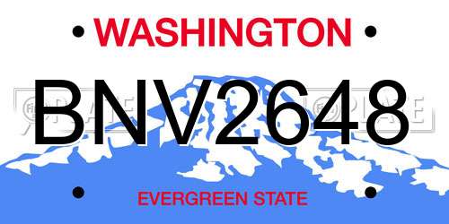 BNV2648 Washington License Plate