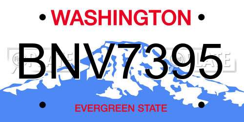 BNV7395 Washington License Plate