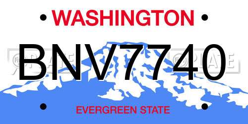 BNV7740 Washington License Plate