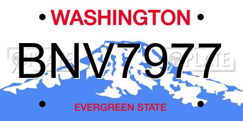 BNV7977 Washington License Plate
